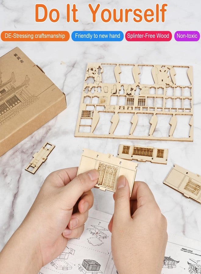 Krfapt 3D Wooden Puzzle & Building Blocks for Adults 14+ - Yueyang Tower Chinese Architecture Model Kit (216 PCS), DIY Craft Gift for Men & Teens,No Glue Needed - Image 5